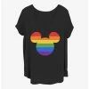 Budget 🎉 Disney Mickey Mouse Rainbow Ears 👧 Girls T-Shirt Plus Size ⌛