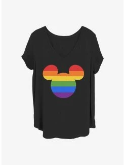 Budget 🎉 Disney Mickey Mouse Rainbow Ears 👧 Girls T-Shirt Plus Size ⌛