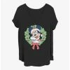 Promo 😉 Disney Mickey Mouse Mickey 🎄 Christmas Wreath 👧 Girls T-Shirt Plus Size ✔️