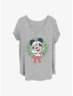 Coupon 🛒 Disney Mickey Mouse Mickey 🎄 Christmas Wreath 👧 Girls T-Shirt Plus Size 🥰