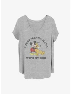 Hot Sale 🌟 Disney Mickey Mouse Mickey 🦮 Dog Lover 👧 Girls T-Shirt Plus Size 🌟