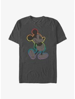 Best Pirce ⭐ Disney Mickey Mouse Mickey Rainbow Outline Pride T-Shirt 🎁