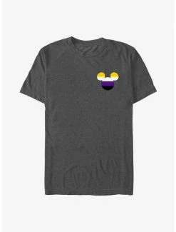 Hot Sale 👏 Disney Mickey Mouse Non-Binary Badge Pride T-Shirt 🔔