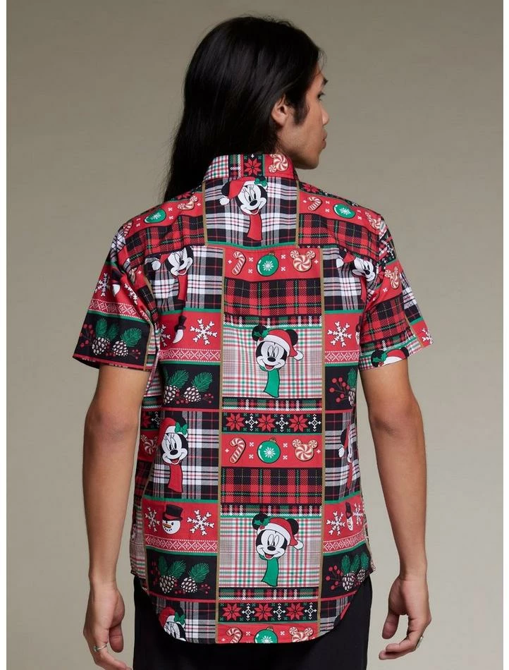 Best reviews of 💯 Our Universe Disney Holiday Gift Wrap Patchwork Woven Button-Up ✔️ - Image 3