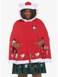 Best Pirce 🔔 Her Universe Disney Holiday Mickey Mouse Hooded 👧 Girls Cape Plus Size 💯
