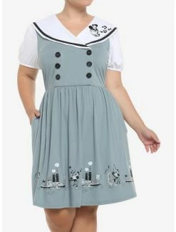 Discount 🤩 Disney Steamboat Willie Sailor 👗 Dress Plus Size ⌛
