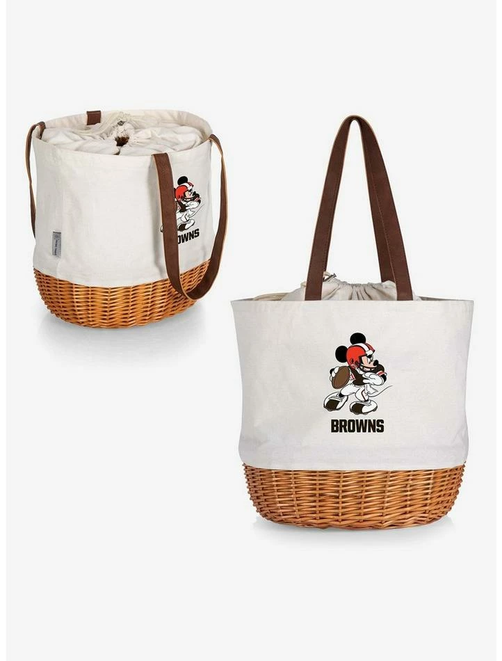 Brand new π₯° Disney Mickey Mouse NFL Cleveland Browns Canvas Willow Basket Tote π - Image 5