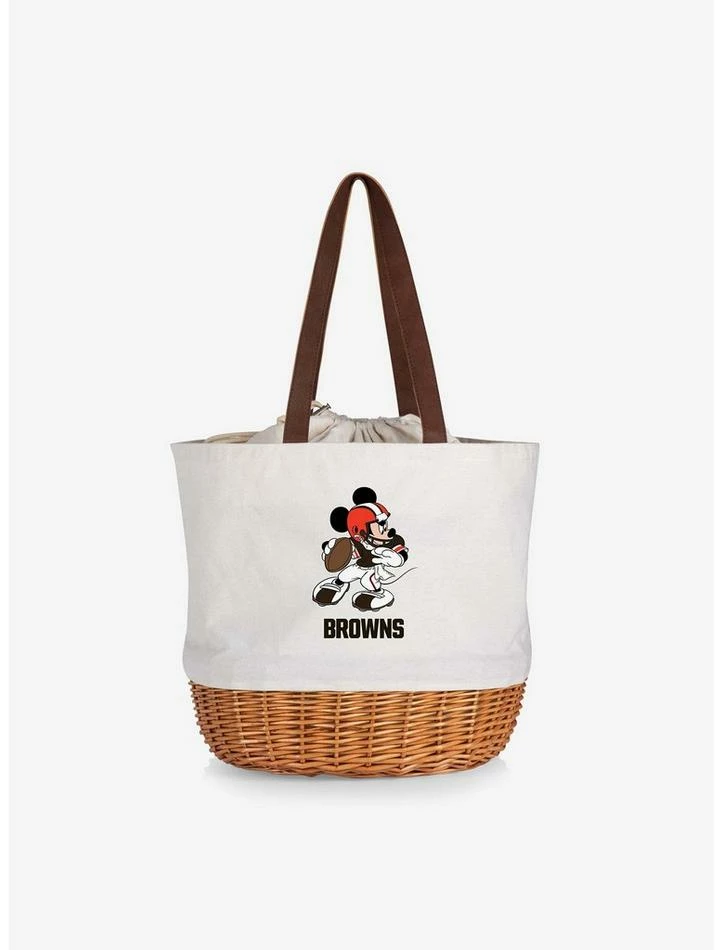 Brand new π₯° Disney Mickey Mouse NFL Cleveland Browns Canvas Willow Basket Tote π