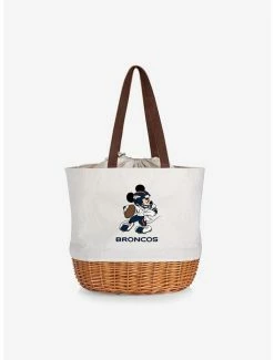 Cheapest 👏 Disney Mickey Mouse NFL Denver Broncos Canvas Willow Basket Tote 🌟
