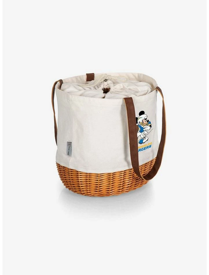 Best deal π― Disney Mickey Mouse NFL Los Angeles Chargers Canvas Willow Basket Tote π― - Image 2