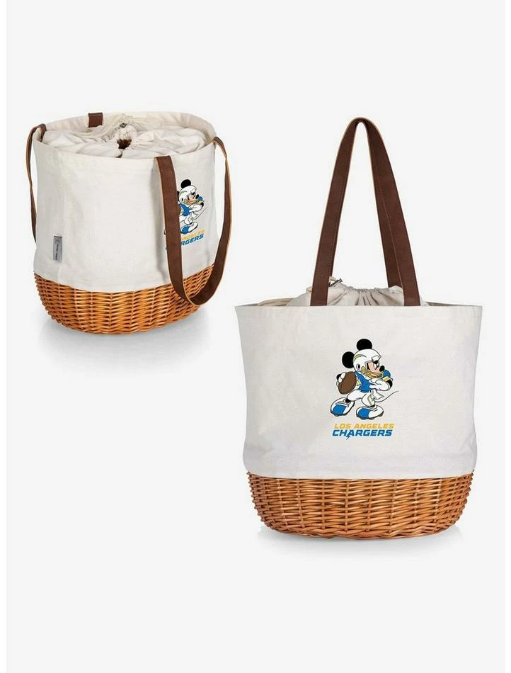 Best deal π― Disney Mickey Mouse NFL Los Angeles Chargers Canvas Willow Basket Tote π― - Image 5