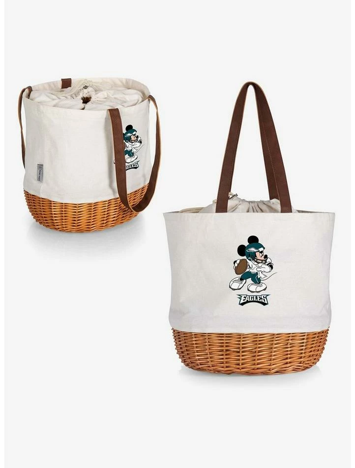 Deals π₯° Disney Mickey Mouse NFL Philadelphia Eagles Canvas Willow Basket Tote β - Image 5