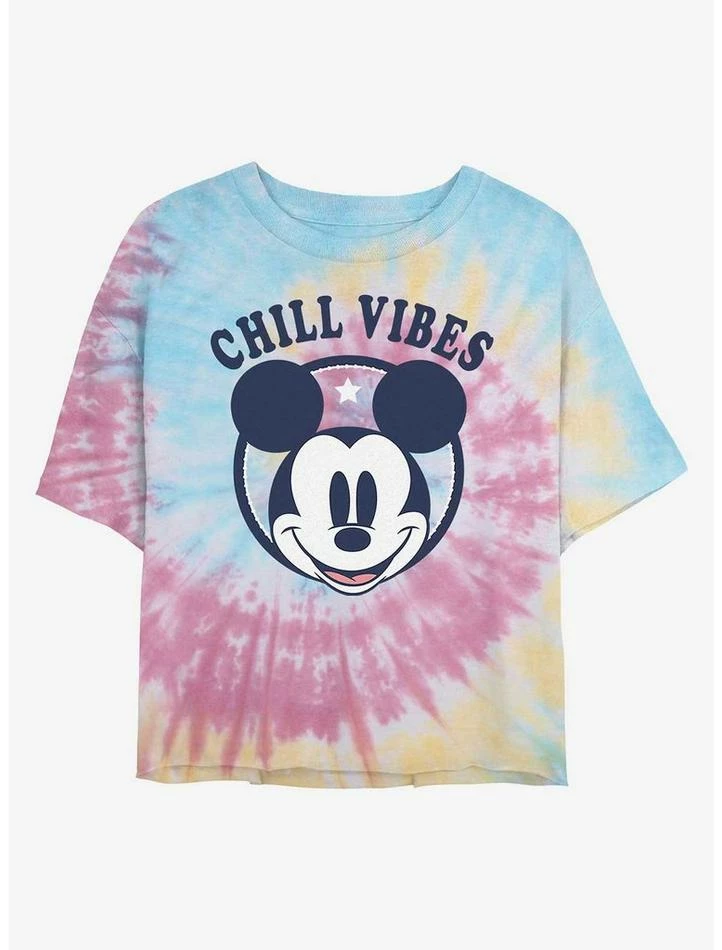 Discount π― Disney Mickey Mouse Chill Vibes Tie Dye Crop π§ Girls T-Shirt β¨