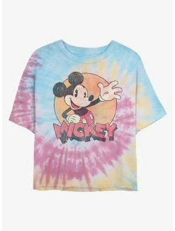 Cheapest 🔥 Disney Mickey Mouse Classic Mickey Tie Dye Crop 👧 Girls T-Shirt 🧨