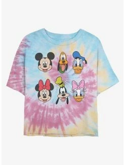 Cheap 🌟 Disney Mickey Mouse Friends Faces Tie Dye Crop 👧 Girls T-Shirt 🔥
