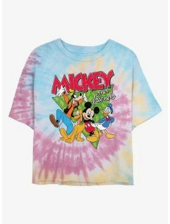 Best Sale 🎁 Disney Mickey Mouse Funky Bunch Tie Dye Crop 👧 Girls T-Shirt 👏