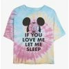 New ⌛ Disney Mickey Mouse Let Me Sleep Tie Dye Crop 👧 Girls T-Shirt 💯