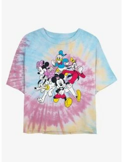 Discount ⌛ Disney Mickey Mouse Mickey and Friends Tie Dye Crop 👧 Girls T-Shirt 🎁