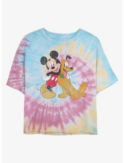 Top 10 ❤️ Disney Mickey Mouse Mickey and Pluto Tie Dye Crop 👧 Girls T-Shirt ❤️