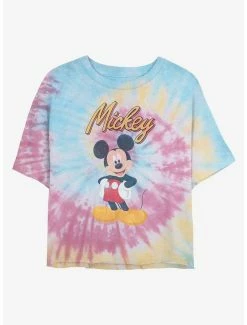 Best Sale 🛒 Disney Mickey Mouse Mickey Pose Tie Dye Crop 👧 Girls T-Shirt 🤩