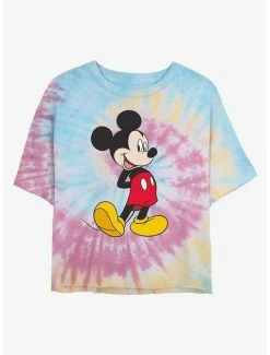 Cheapest 😀 Disney Mickey Mouse Traditional Mickey Tie Dye Crop 👧 Girls T-Shirt 🥰
