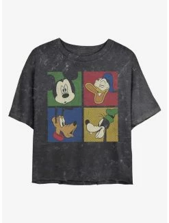 Cheap 🎁 Disney Mickey Mouse Block Party Mineral Wash Crop 👧 Girls T-Shirt 🌟