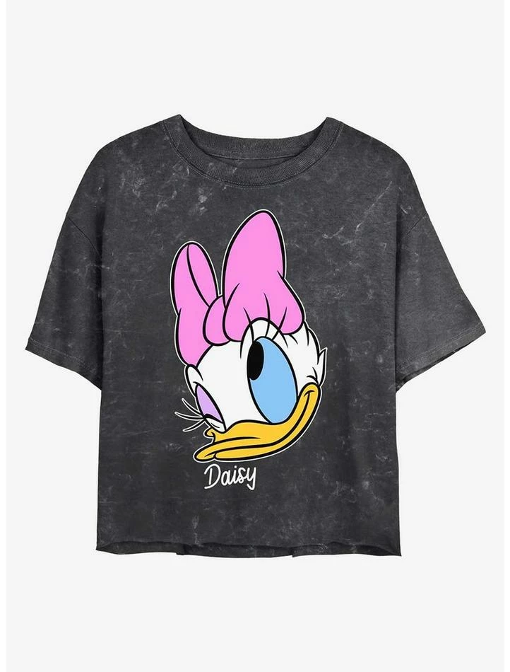 Promo βοΈ Disney Mickey Mouse Daisy Big Face Mineral Wash Crop π§ Girls T-Shirt β€οΈ