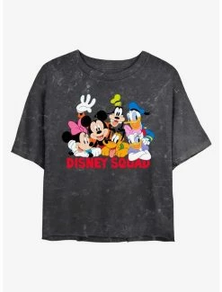 Promo 😀 Disney Mickey Mouse Disney Squad Mineral Wash Crop 👧 Girls T-Shirt 😉
