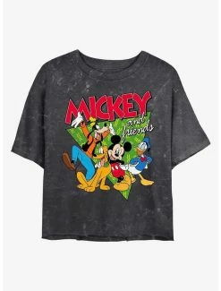 Promo ⭐ Disney Mickey Mouse Funky Bunch Mineral Wash Crop 👧 Girls T-Shirt ❤️