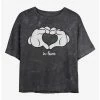 Deals 🎉 Disney Mickey Mouse Glove Heart Mineral Wash Crop 👧 Girls T-Shirt 🎉