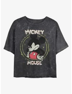 Coupon 👍 Disney Mickey Mouse Gritty Mickey Mineral Wash Crop 👧 Girls T-Shirt ⌛