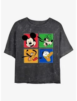 Best Sale 🔔 Disney Mickey Mouse Mickey and Friends Mineral Wash Crop 👧 Girls T-Shirt 🧨