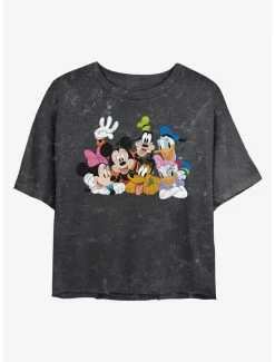 Budget ✨ Disney Mickey Mouse Mickey Group Mineral Wash Crop 👧 Girls T-Shirt 👍
