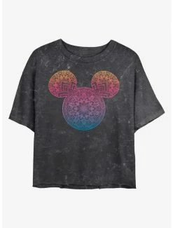 Discount 🤩 Disney Mickey Mouse Mickey Mandala Fill Mineral Wash Crop 👧 Girls T-Shirt 😍
