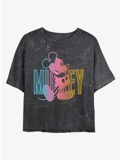 Best deal 🎉 Disney Mickey Mouse Mickey Pose Mineral Wash Crop 👧 Girls T-Shirt 🔥