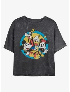 Promo 🌟 Disney Mickey Mouse Original Buddies Mineral Wash Crop 👧 Girls T-Shirt 🎉