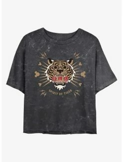 Hot Sale 🧨 Disney Mickey Mouse Tiger Spirit Mineral Wash Crop 👧 Girls T-Shirt 😀