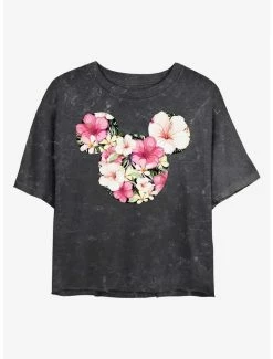 Best deal 🌟 Disney Mickey Mouse Tropical Mouse Mineral Wash Crop 👧 Girls T-Shirt 👏