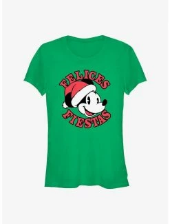 Brand new ⌛ Disney Mickey Mouse Felices Fiestas Happy Holidays in Spanish 👧 Girls T-Shirt 🎉