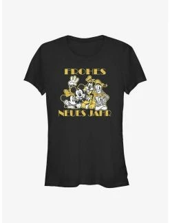 Deals 🎁 Disney Mickey Mouse Frohes Neues Jahr Happy New Year in German 👧 Girls T-Shirt 🎉