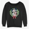 Best Sale 🛒 Disney Mickey Mouse 🎁 Christmas Wreath 👧 Girls Slouchy Sweatshirt 🔔