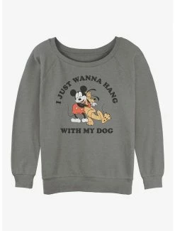 Flash Sale ✨ Disney Mickey Mouse 🐶 Dog Lover 👧 Girls Slouchy Sweatshirt 🧨