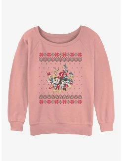 Best Sale 😍 Disney Mickey Mouse Friends 🎄 Christmas 👧 Girls Slouchy Sweatshirt ❤️