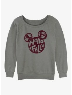 Flash Sale 👏 Disney Mickey Mouse Hello Fall 👧 Girls Slouchy Sweatshirt 👍