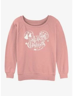 Outlet 🔔 Disney Mickey Mouse Holiday Ears 👧 Girls Slouchy Sweatshirt 😀