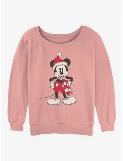 Discount 🧨 Disney Mickey Mouse Santa Hat 👧 Girls Slouchy Sweatshirt 🎉