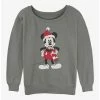 Best deal 🎉 Disney Mickey Mouse Santa Hat 👧 Girls Slouchy Sweatshirt 🥰