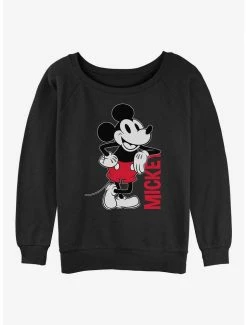 Flash Sale 👏 Disney Mickey Mouse Mickey Leaning 👧 Girls Slouchy Sweatshirt 🛒