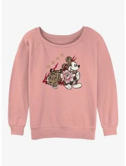 Best Sale 💯 Disney Mickey Mouse New Year Mickey 👧 Girls Slouchy Sweatshirt 🎁