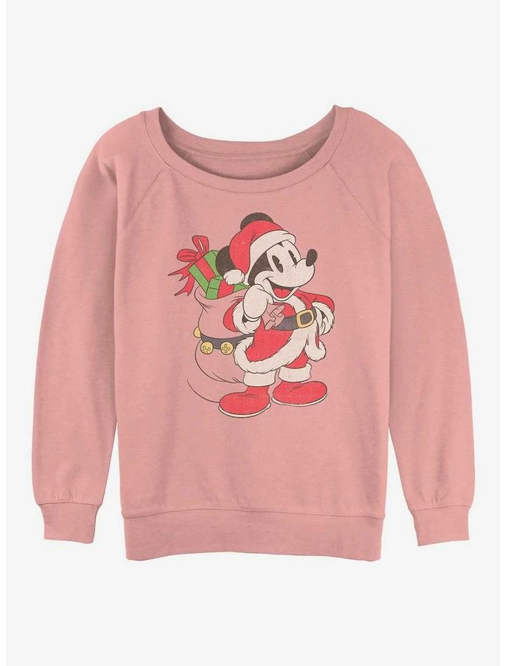 Hot Sale βοΈ Disney Mickey Mouse Santa Mickey π§ Girls Slouchy Sweatshirt π§¨